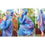 PVC Plastik - Mantel Regenmantel Damen modern Klettkragen Blau gepunktet 