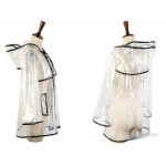 Plastik - Mantel Regenjacke Damen EVA Fashion Type M glasklar transparent Rand: schwarz 