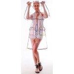 Plastik - Mantel Regenmantel Damen Fashion Type L glasklar transparent Rand: bunt LAGERWARE
