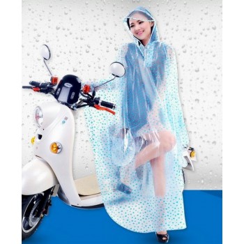 PVC - Poncho für Motorrad Mofa Motorroller Fahrrad KY0013TB transparent blaue Punkte