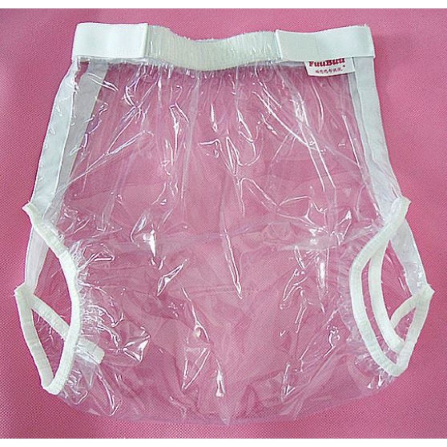 FUUBUU - 2227 PVC Inkontinenz-Schutzhose Gummihose Klettverschluß an Taille  Schwedenknöpfer transparent