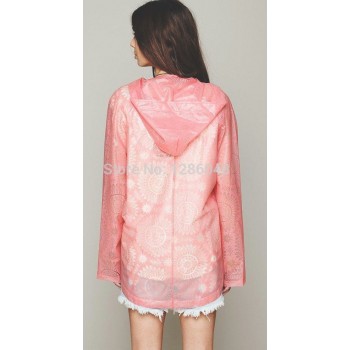 Plastik - Jacke Regenjacke junge Damen modern pink rosa gemustert WYQ-R009