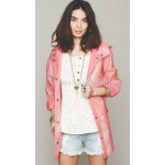 Plastik - Jacke Regenjacke junge Damen modern pink rosa gemustert WYQ-R009