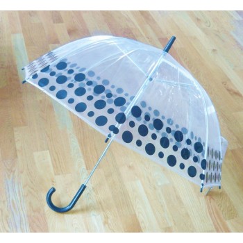 PM PVC - Regenschirm PM1016 Schwarz gepunktet glasklar EDGE-UMBRELLA LAGERWARE