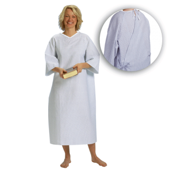 Suprima 4064-064 - Pflegehemd Baumwolle, zum Binden, 3/4 Arm weiß bedruckt Einheitsgröße